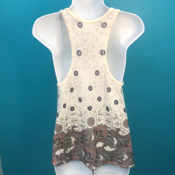 GAZE USA CREAM KNIT TOP WITH FLORAL/PAISLEY PATTERN • FLARED AT BOTTOM • sz M - Picture 5 of 11